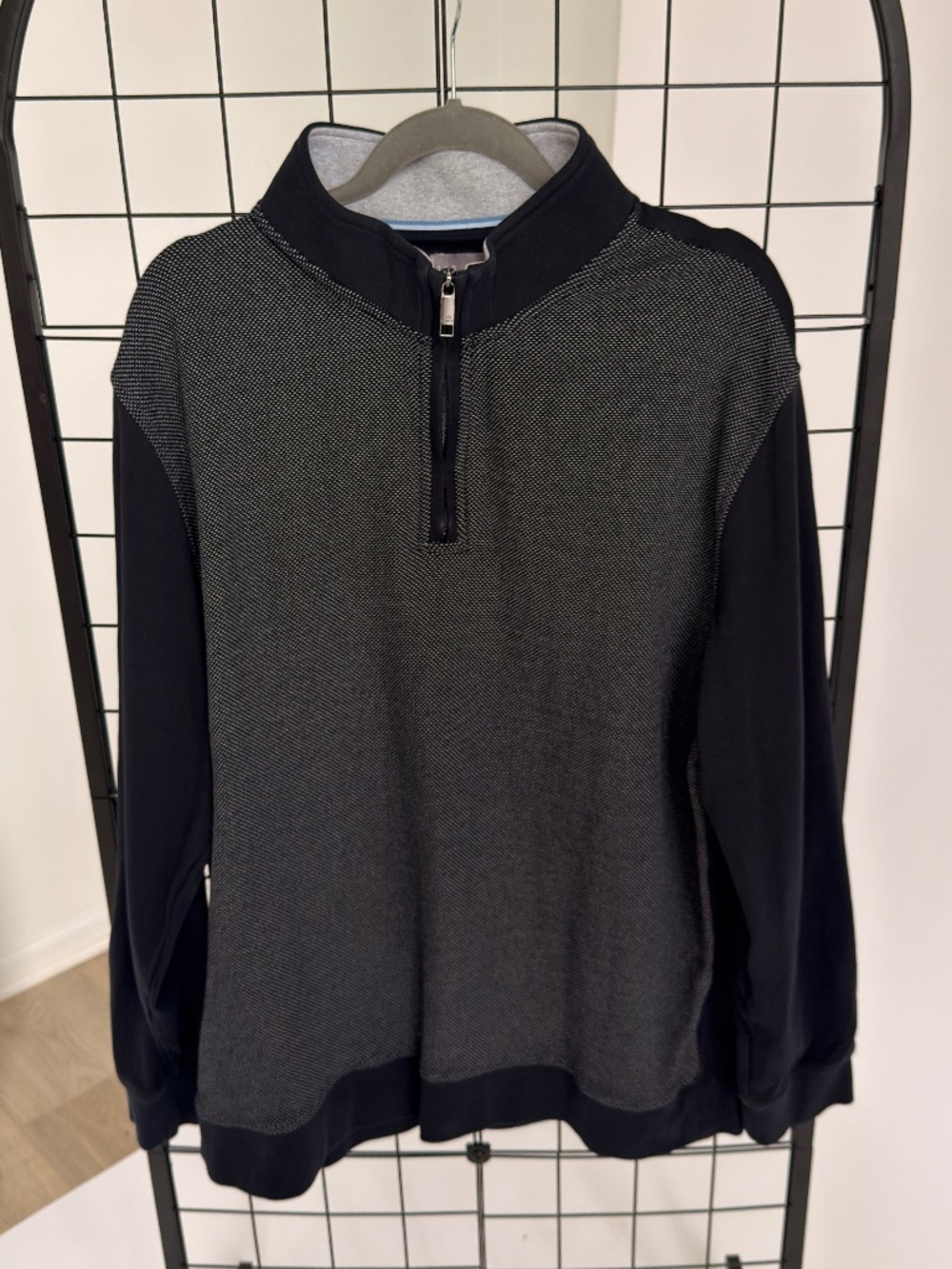 Ted Baker Textured Dark Navy Quarter Zip